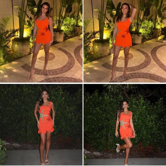 Women Teen Sequin Starfish Mini Dress Ruffle Hem Sleeveless Bodycon - Picture 6 of 7